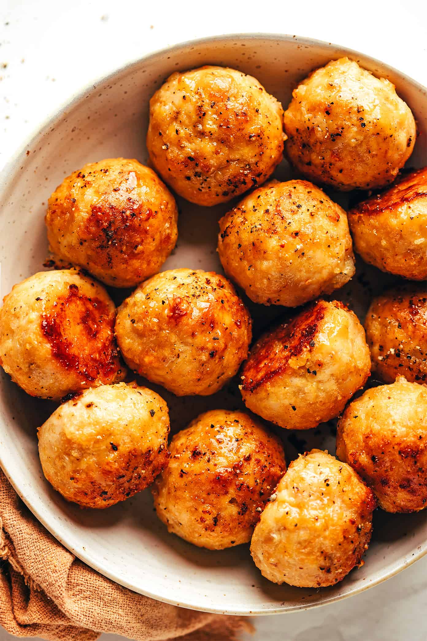 Bowl of chicken meatballs