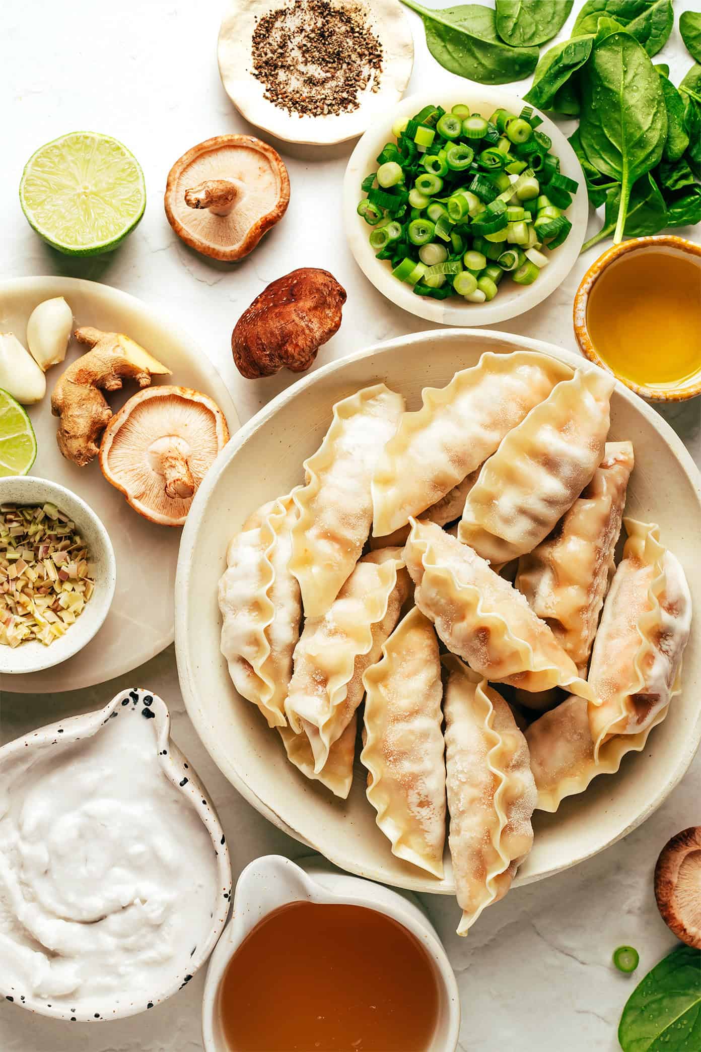 Ginger coconut potsticker soup ingredients