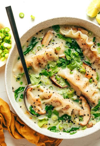 Ginger Coconut Potsticker Soup