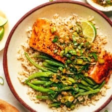 Honey Salmon with Ginger Scallion Sauce