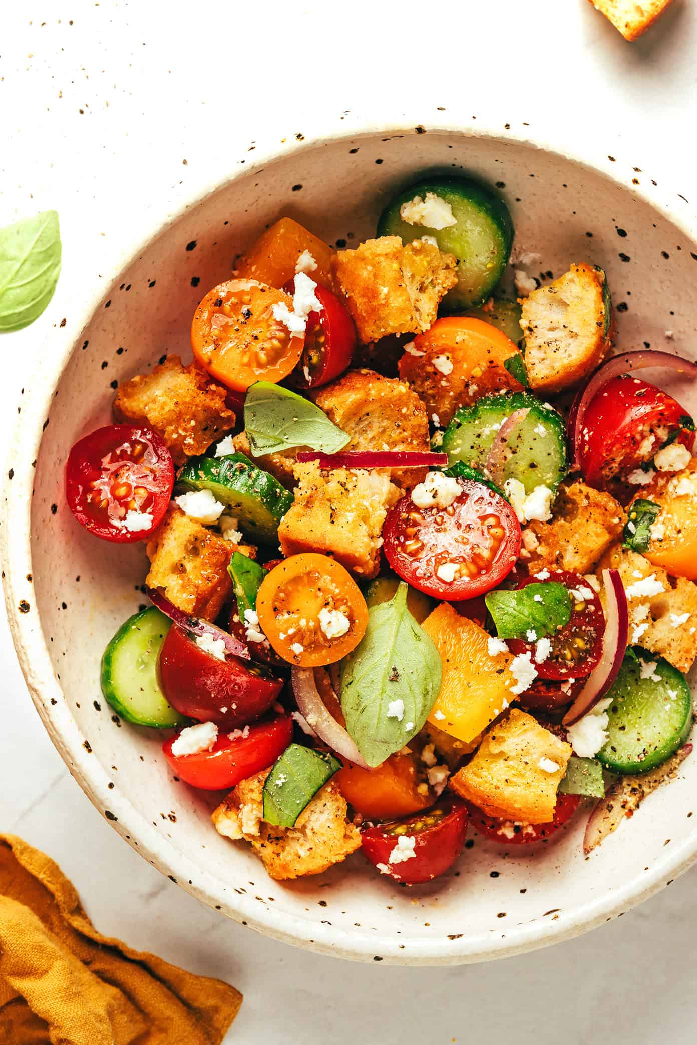 Panzanella salad closeup