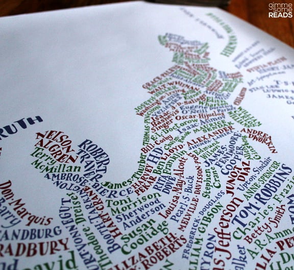 Literary USA Map (East Coast detail) from Literary Gift Company | gimmesomereads.com