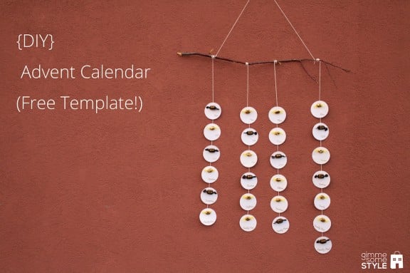 {DIY} Advent Calendar (FREE Template!) | www.gimmesomestyleblog.com #DIY #calendar #advent #christmas #holiday