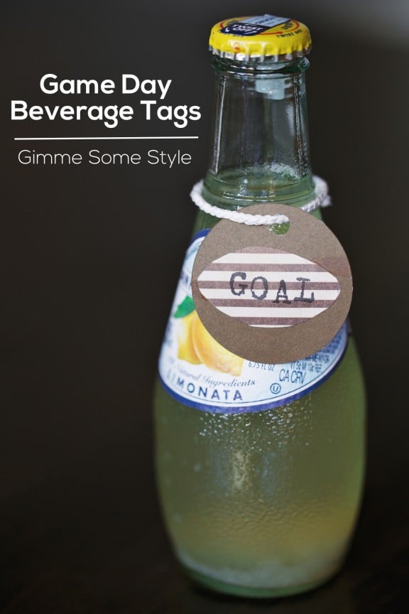 Need a fast and inexpensive way to dress up your super bowl party? Make these game day beverage tags! | www.gimmesomestyleblog.com #diy #superbowl #gameday