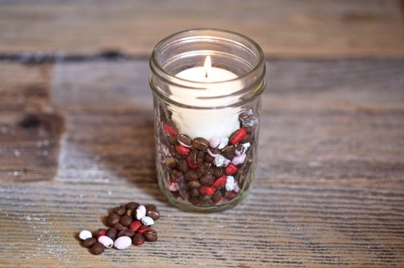 Make this coffee bean votive for your valentine's day festivities! | www.gimmesomestyleblog.com #diy #votive #valentine