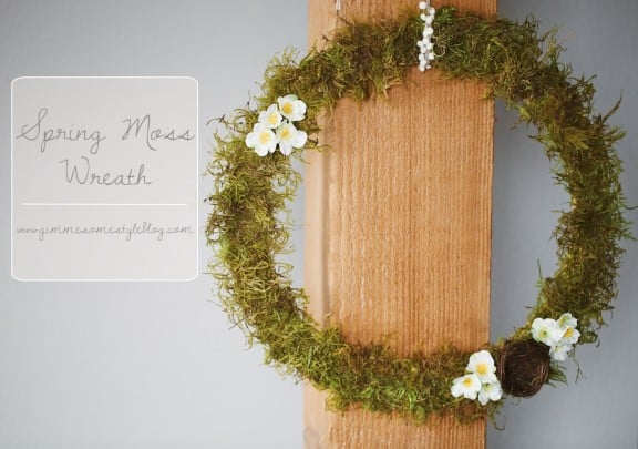 Celebrate Easter and welcome spring with this simple DIY moss wreath! | www.gimmesomestyleblog.com #diy #wreath #spring #easter