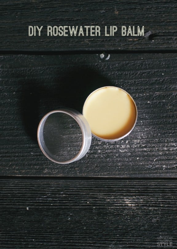 DIY Rosewater Lip Balm | www.gimmesomestyleblog.com #beeswax #lipbalm #diy #rosewater #natural #homemade