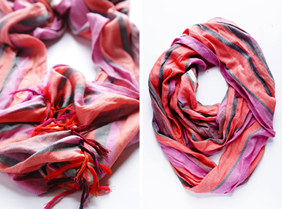 How To Turn A Regular Scarf Into An Infinity Scarf -- A Step-By-Step Photo Tutorial | gimmesomestyleblog.com