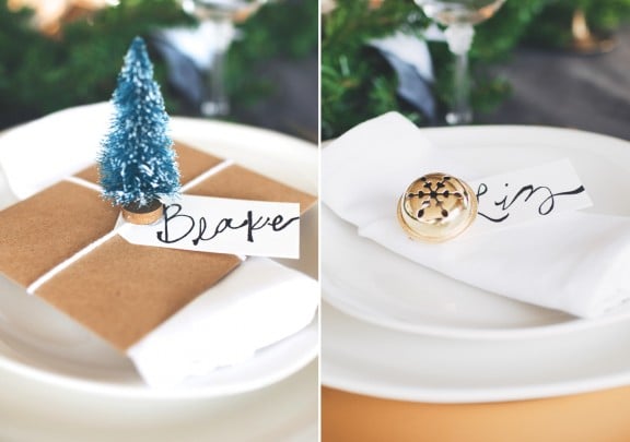 TWO DIY Christmas Place Cards | www.gimmesomeoven.com/style #christmas #tablesetting #holidaytablesetting #placecard