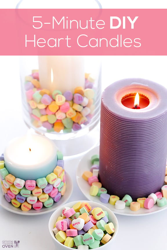 5-Minute DIY Conversation Heart Candles | gimmesomeoven.com/style