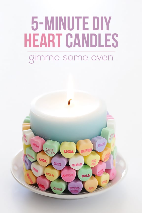 5-Minute DIY Conversation Heart Candles | gimmesomeoven.com/style