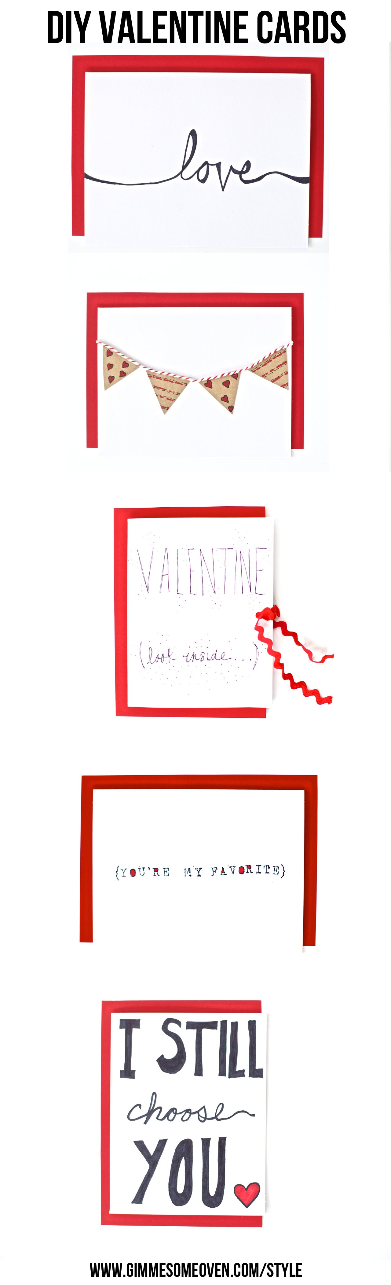 Five Easy DIY Valentine Cards | www.gimmesomeoven.com/style #valentine #diy #cards